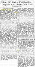 1952 Sunrise Farm article Frederick Post