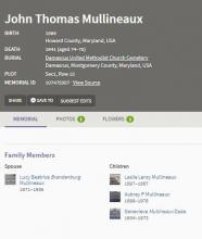 J Thomas Mullineauxx Obit