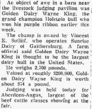 Sutliff - Sunrise Farm 1955 Champion Bull