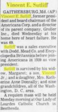 Vincent Sutliff Sr. Obit 1969