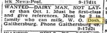 Frederick News - help wanted ad - 17 Sep 1948