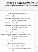 Find-a-Grave Excerpt for Richard White