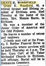 Grant Woodfield obit 1966
